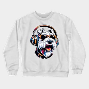 Smiling Sealyham Terrier DJ Enjoys Grooves in Japanese Art Crewneck Sweatshirt